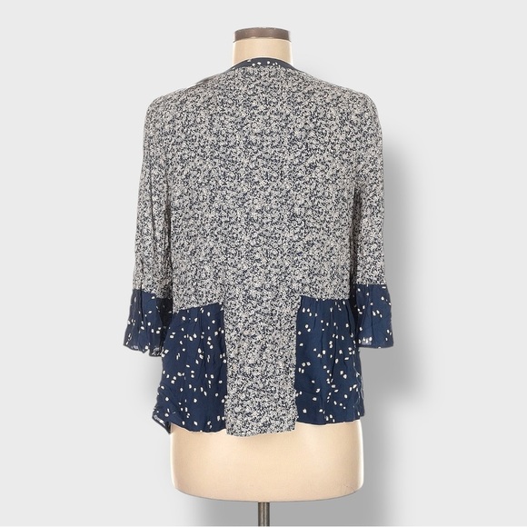 Anthropologie Maeve Blouse Womens Size 6 Navy Blue Pattern Hiver Peasant Top NWT - Picture 3 of 15